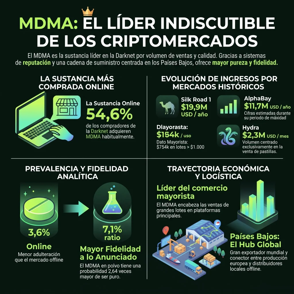 datos sobre el mercado de la MDMA en criptomercados