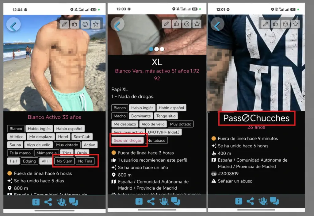 Referencias al consumo de drogas en apps de contactos gays